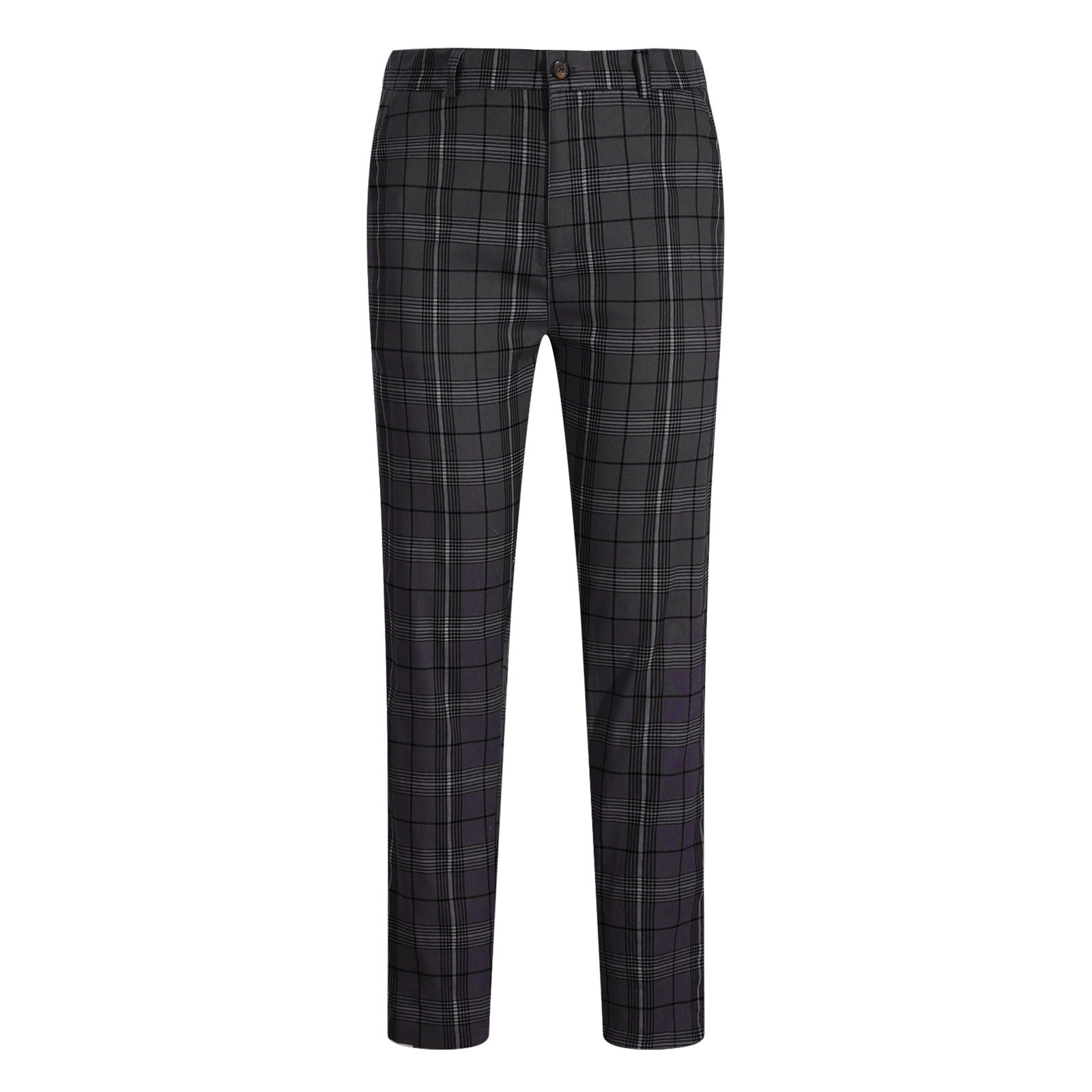 Mens Skinny Dress Pants Plaid Stripe Stretch Slim Fit FlatFront Pencil