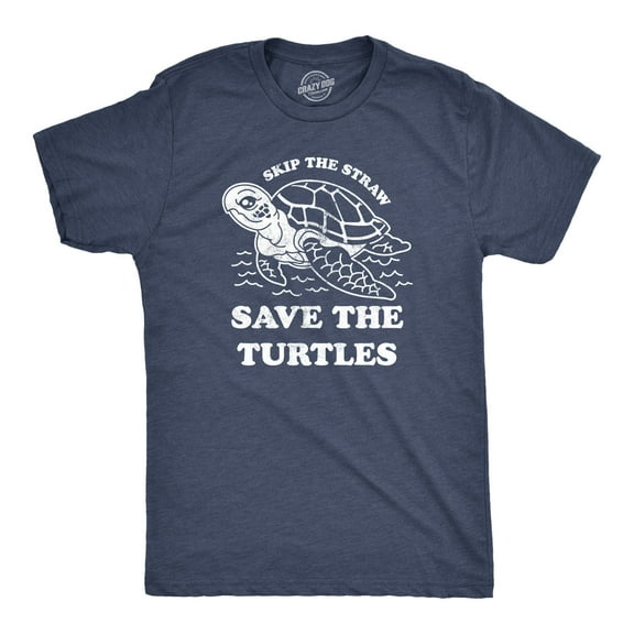 Mens Skip The Straw Save The Turtles T Shirt Environmental Awareness Tee Graphic Tees