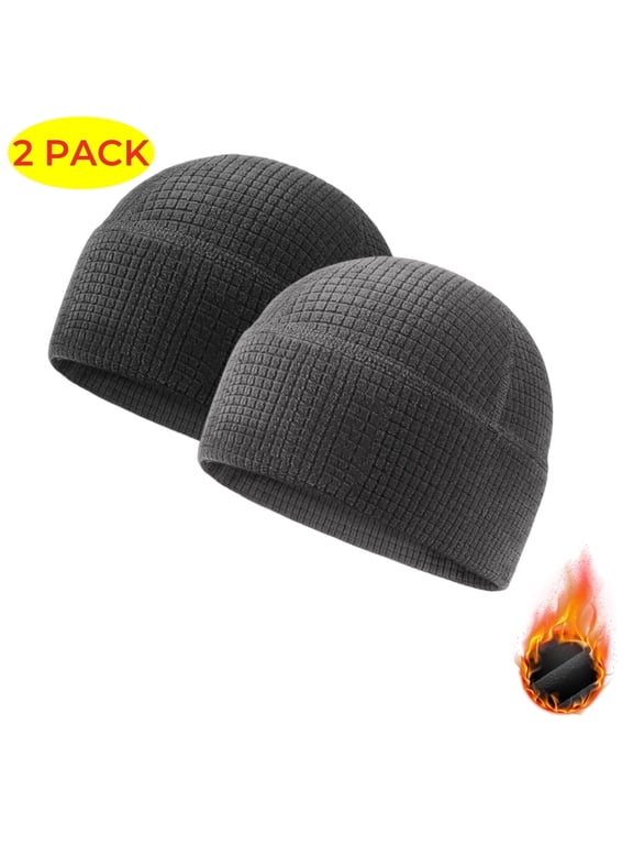 Mens Skull Caps Thermal Windproof Beanie Skull Hats for Men Lightweight Sweat Wicking Skull Caps for Men Motorcycling Black Gray