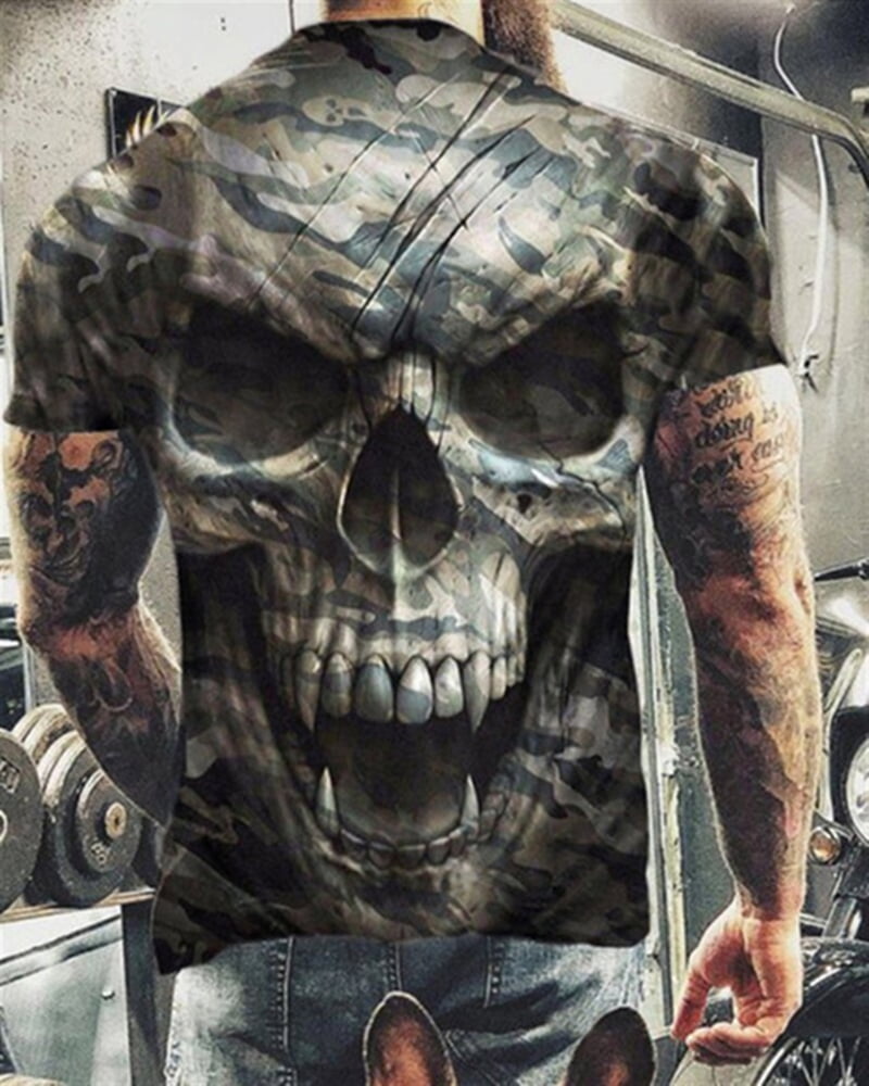Men's Unisex T shirt Tee Halloween Shirt Skull Graphic Prints Crew Neck