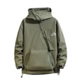 thumbnail image 1 of Mens Slanting Zipper Solid Color Hooded Jacket Waterproof Kangaroo Pocket Rush Jacket, 1 of 5