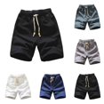 thumbnail image 1 of Mens Sleep Shorts Man Solid-Color Casual Pocket-Linen Drawstring Elastic-Waist Half Shorts Pants Black Xxxxxl, 1 of 6