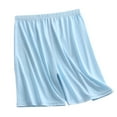 thumbnail image 1 of Mens Sleeping Shorts Ice Silk Soft Big & Tall Pajamas Bottoms Elastic Waist Loose Cooling Summer Sleepwear Light Blue, 2XL, 1 of 6