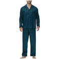 thumbnail image 1 of Mens Sleepwear Sets! ZVNAΖH Mens Long Sleeve Button Turn-Down Collar Pajamas Set Soft Comfy Home Wear Suit Polyester Lounge Sets, 1 of 6