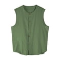 thumbnail image 1 of Mens Sleeveless Cotton Linen Shirts, Dressy Casual Button Down Tank Tops Loose Fit Crewneck Blouse Work Office Outfits, 1 of 4