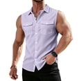 thumbnail image 1 of Mens Sleeveless Durable Button Down Shirts with Two Chest Pockets XL, 1 of 8