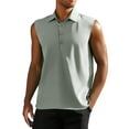 thumbnail image 1 of Mens Sleeveless Golf Tees Shirts Button Collared Tank Tops Summer Boys Casual Solid Color Pullover Going-Out Loungewear Vests Tanks, 1 of 4