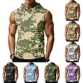 thumbnail image 1 of Mens Sleeveless Hoodie Camouflage Pattern Drawstring Hooded Vest with Kangaroo Pocket Relaxed Fit Sportswear Top, 1 of 7