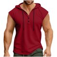 thumbnail image 1 of Mens Sleeveless Hoodies Cut Off Workout Button Hooded Tank Tops Muscle Gym Bodybuilding Fitness Training T Shirts, 1 of 5