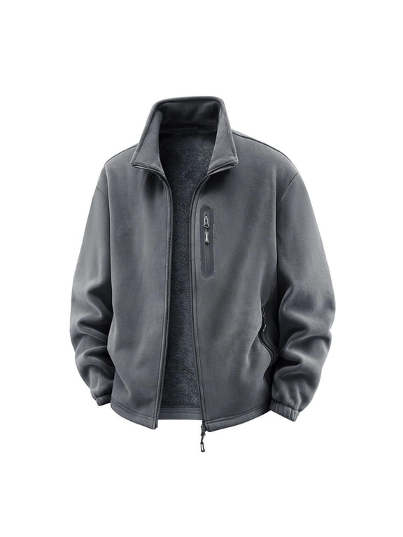Mens Sleeveless Long Sleeve High Neck Jacket, Thin Warm Fuzzy Coat for Winter