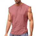 thumbnail image 1 of Mens Sleeveless Muscle Workout Tank Tops Solid Color Casual Crewneck T Shirts Gym Bodybuilding, 1 of 5