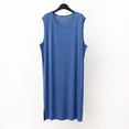 thumbnail image 1 of Mens Sleeveless Pajama Tank Tops Lightweight Crewneck Sleepshirts Casual Solid Color Loose Pullover Side Slit Knee Length Loungewear Homewear Robes, 1 of 7
