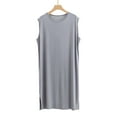 thumbnail image 1 of Mens Sleeveless Pajama Tank Tops Lightweight Crewneck Sleepshirts Casual Solid Color Loose Pullover Side Slit Knee Length Loungewear Homewear Robes, 1 of 5