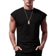 thumbnail image 1 of Mens Sleeveless Shirts Cotton Workout Tank Tops Cut Off Shirts Gym Muscle Loose Fit Tee Black XL, 1 of 4