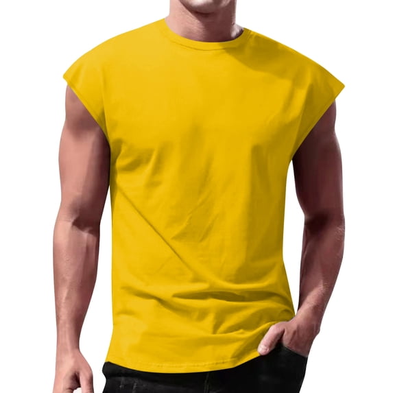 Mens Sleeveless Shirts Cotton Workout Tank Tops Cut Off Shirts Gym Muscle Loose Fit Tee