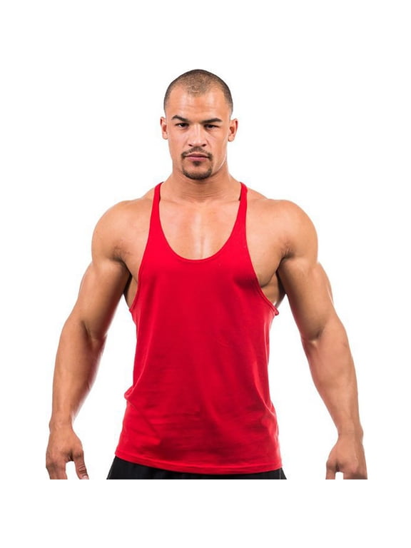 Mens Sleeveless Shirts,Men's Stringer Tank Tops Muscule Cut Bodybuilding Gym Vest Y-Back Workout Sleeveless T-Shirt