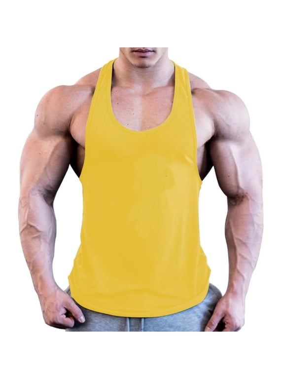 Mens Sleeveless Shirts,Men's Stringer Tank Tops Y-Back Bodybuilding Muscle Sleeveless T-Shirts Gym Fitness Tank Shirts