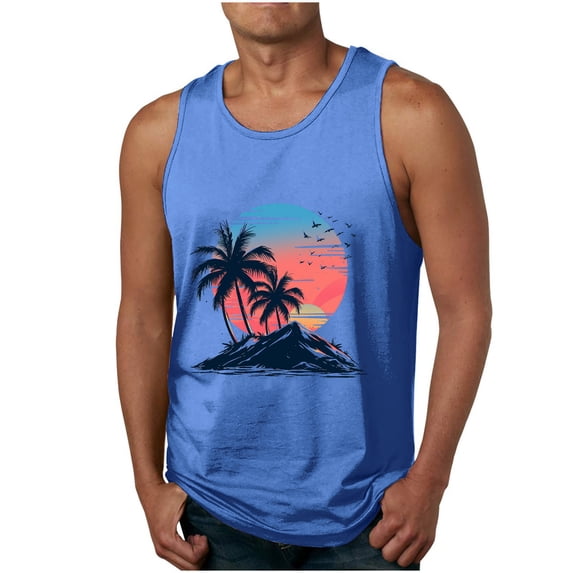 Mens Sleeveless Shirts,Mens Hawaiian Tank Tops 3D Graphic Summer Beach Sleeveless T Shirt