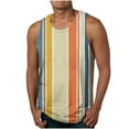 thumbnail image 1 of Mens Sleeveless T-Shirts Color Stripes Crew Neck Pull-On Tank Tops Relaxed Fit Athletic Running Gym Muscle Beach Tee Shirts, 1 of 4