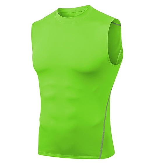 Mens Sleeveless T-Shirts Compression Muscle Tank Tops, Crew Neck Fitness Quick Dry Athletic Workout Shirts Bodybuilding Tops Slimming Body Shaper Base Layer