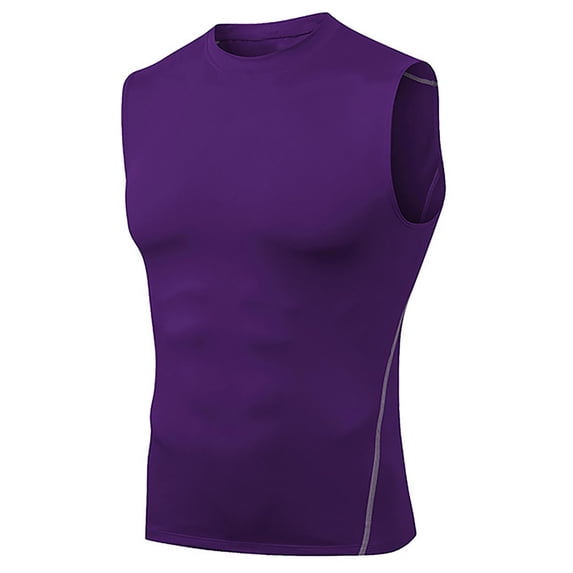 Mens Sleeveless T-Shirts Compression Muscle Tank Tops, Crew Neck Fitness Quick Dry Athletic Workout Shirts Bodybuilding Tops Slimming Body Shaper Base Layer