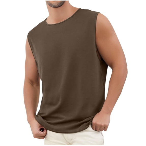 Mens Sleeveless T-Shirts Cotton Blend Quick Dry Workout Muscle Tank Tops Summer Mosisture-Wicking Athletic Shirts Big & Tall