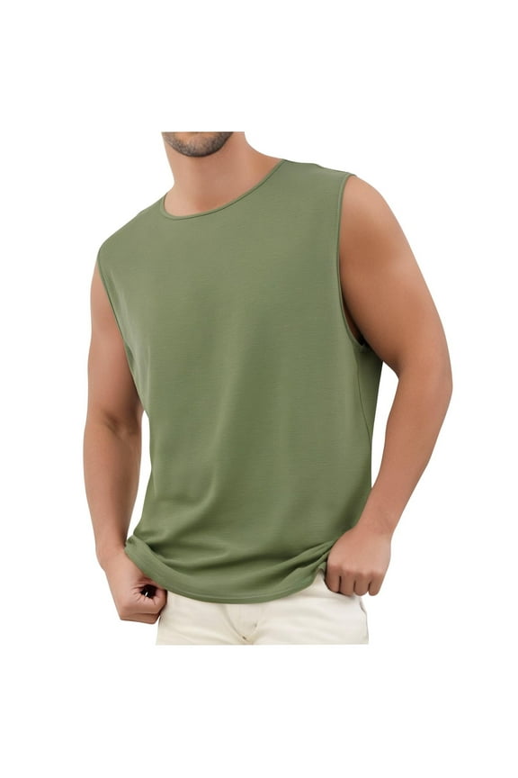 Mens Sleeveless T-Shirts Cotton Quick Dry Workout Muscle Tank Tops Summer Mosisture-Wicking Athletic Shirts Big & Tall