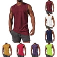 thumbnail image 1 of Mens Sleeveless Tank Tops Crewneck Solid Loose Fit Shirt Athletic Running Muscle Beach Tank Top Casual Summer Holiday Shirt Purple, Size XXXL, 1 of 4