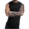 thumbnail image 1 of Mens Sleeveless Tank Tops Workout Muscle Gym Ribbed Shirt Athletic Bodybuilding Moisture Wicking T Shirts Size M-3XL Black, 1 of 5