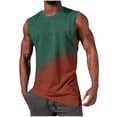 thumbnail image 1 of Mens Sleeveless Tank Tops Workout Muscle Gym T Shirts Crew Neck Gradient Tee Tops Size 2XL Army Green, 1 of 5