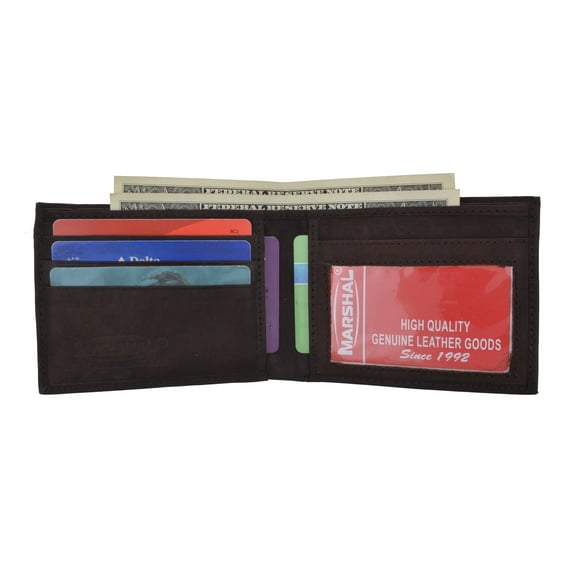 Mens Slim Bifold Cowhide Leather Wallet with ID Window 1160 CF