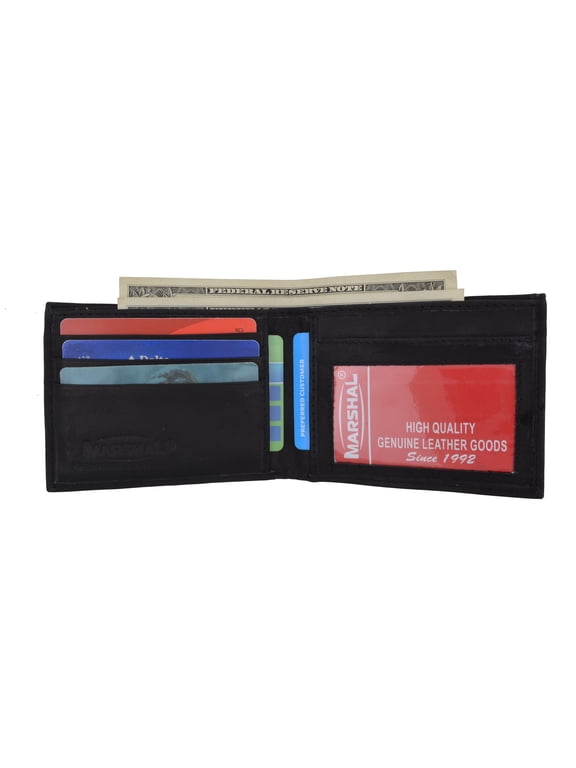 Mens Slim Bifold Cowhide Leather Wallet with ID Window 1160 CF