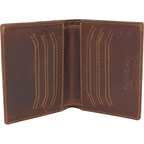 Mens Slim Bifold Vintage Leather Wallet RFID Blocking Vertical Credit Card Slots Holder Wallets for Men