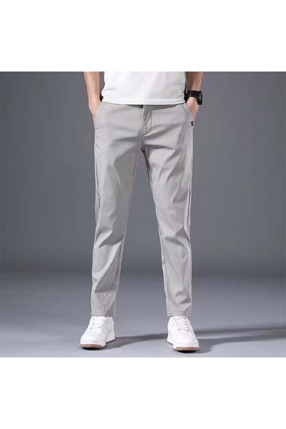 Mens Slim FIT Stretch Chino Trousers Casual Flat Front Flex Classic Full Pants