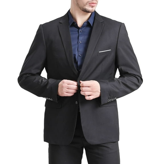 Mens Slim Fit Blazer Jacket Two-Button Notched Lapel Casual Suit Jacket
