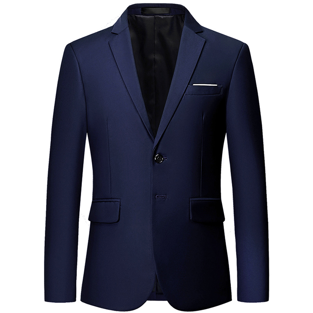 Mens Slim Fit Blazer Jacket Two-Button Notched Lapel Casual Suit Jacket ...