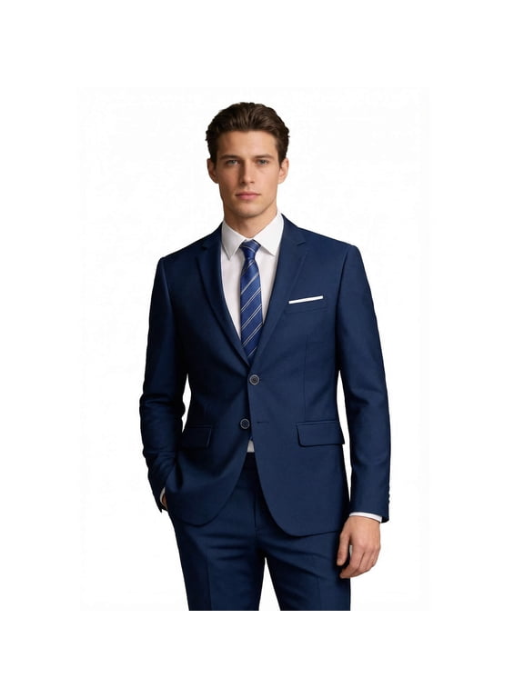 Mens Slim Fit Blazer Jacket Two-Button Notched Lapel Casual Suit Jacket