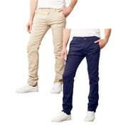 GALAXY BY HARVIC Mens Slim Fit Cotton Stretch Chino Pants 2 Packs