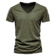 thumbnail image 1 of Mens Slim-Fit Cotton T-Shirts Comfort Soft Short Sleeve Lightweight V-Neck Shirts Tops Breathable Color Blouses, 1 of 8