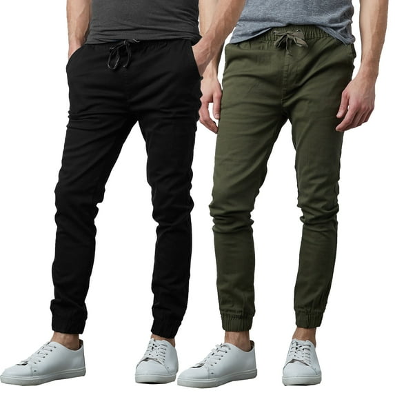 2-Pack Mens Slim-Fit Cotton Twill Jogger Pants (S-2XL)