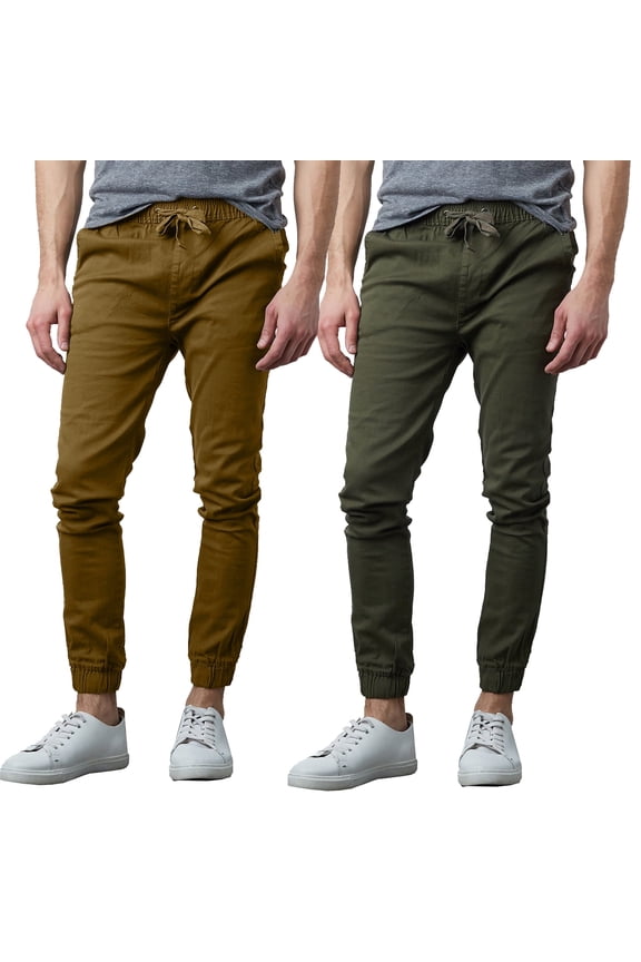 Mens Slim-Fit Cotton Twill Jogger Pants (2-Pack)