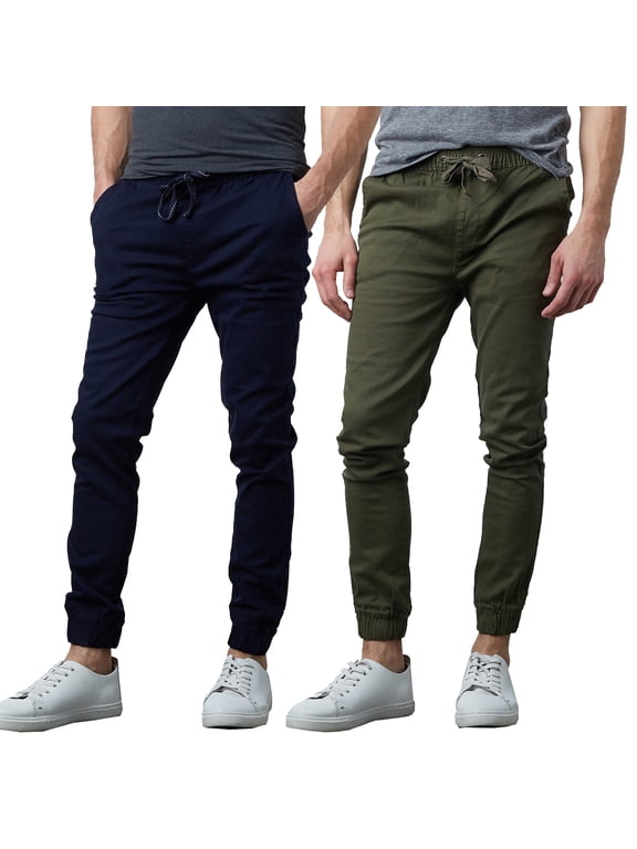 2-Pack Mens Slim-Fit Cotton Twill Jogger Pants (S-2XL)