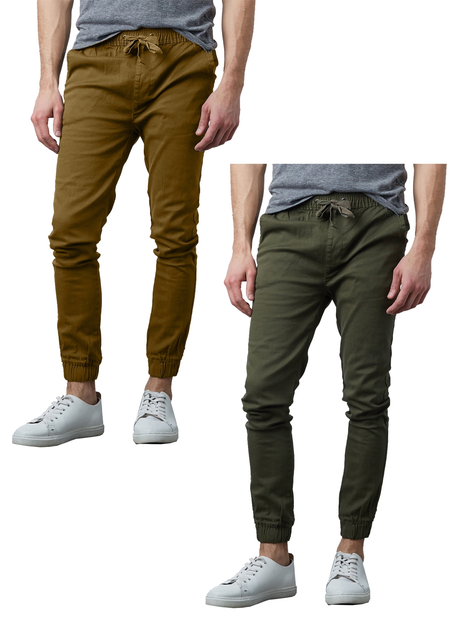 2-Pack Mens Slim-Fit Cotton Twill Jogger Pants (S-2XL) 