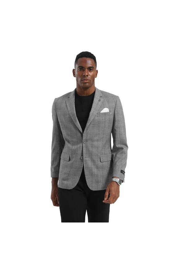Mens Slim Fit Crosshatch Windowpane Blazer Jacket