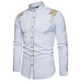 thumbnail image 1 of Mens Slim Fit Long Sleeve Button Down Dress Shirts Tops with Embroidery, 1 of 6
