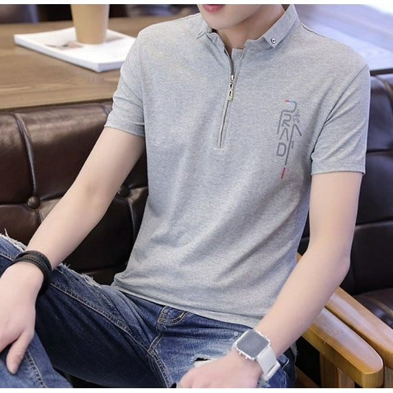 Mens Slim Fit Polo with Zipper Design