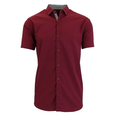 Mens Slim Fit Short Sleeve Button Up Shirt (S- 2XL)