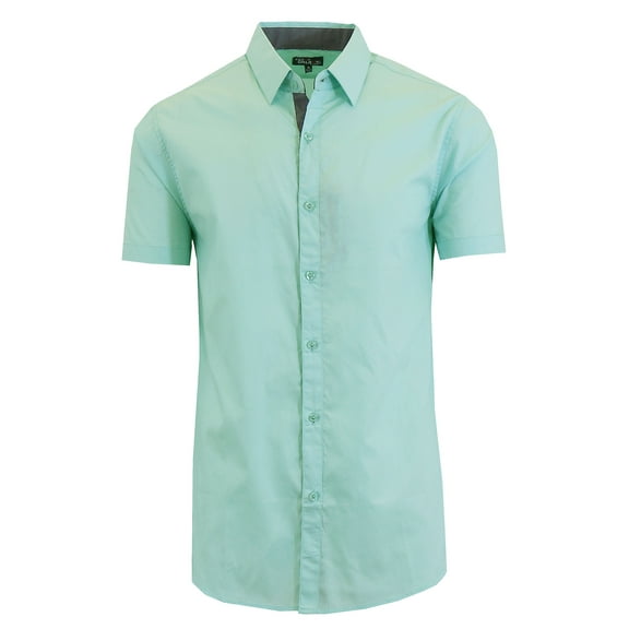 Mens Slim Fit Short Sleeve Button Up Shirt (S- 2XL)