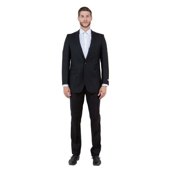 Mens Slim Fit Solid 2 Piece Pick Stitch Suit Set Notch Lapel