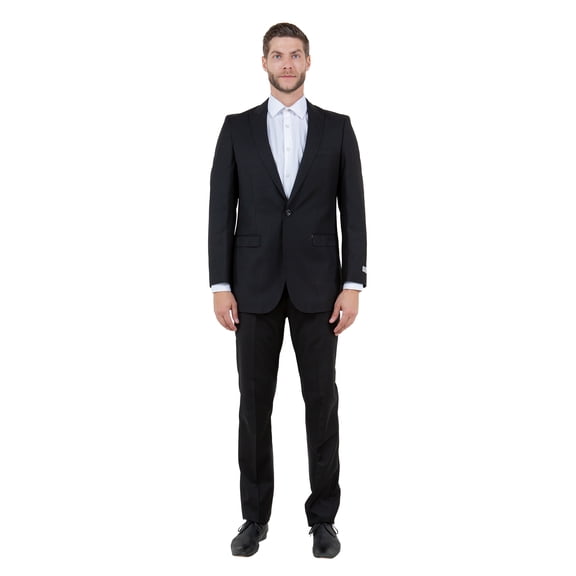 Mens Slim Fit Solid 2 Piece Pick Stitch Suit Set Notch Lapel